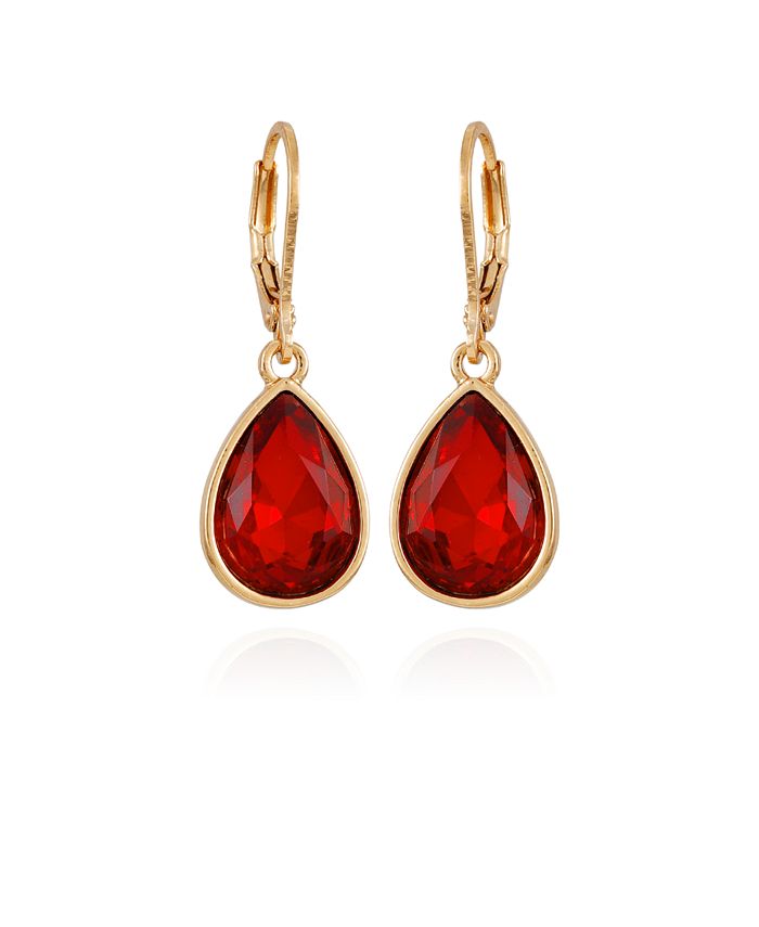 T Tahari Gold-Tone Pear Shaped Dark Glass Stone Drop Earrings - Macy's