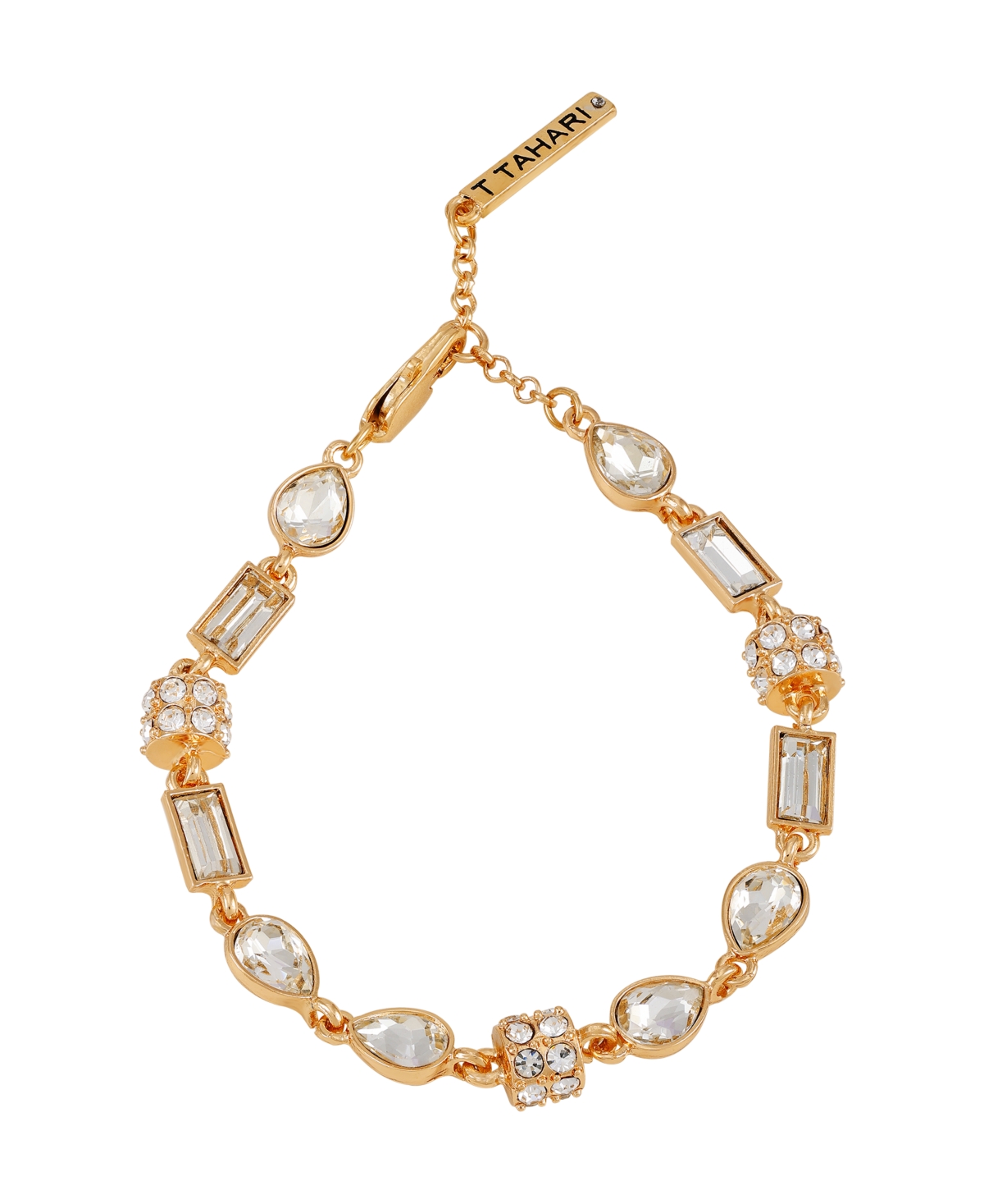 Gold-Tone & Glass Stone Line Bracelet - Gold