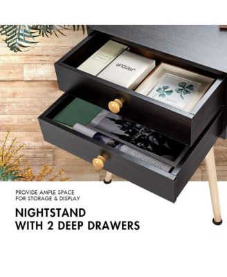 Mid Century Modern 2 Drawers Nightstand