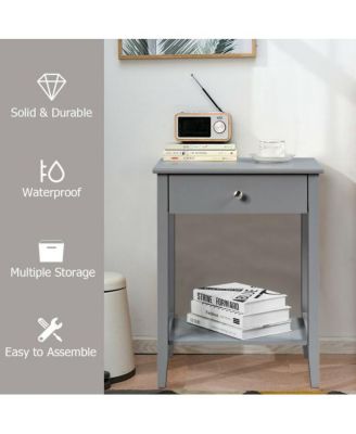 Wooden Nightstand End Table Storage Display