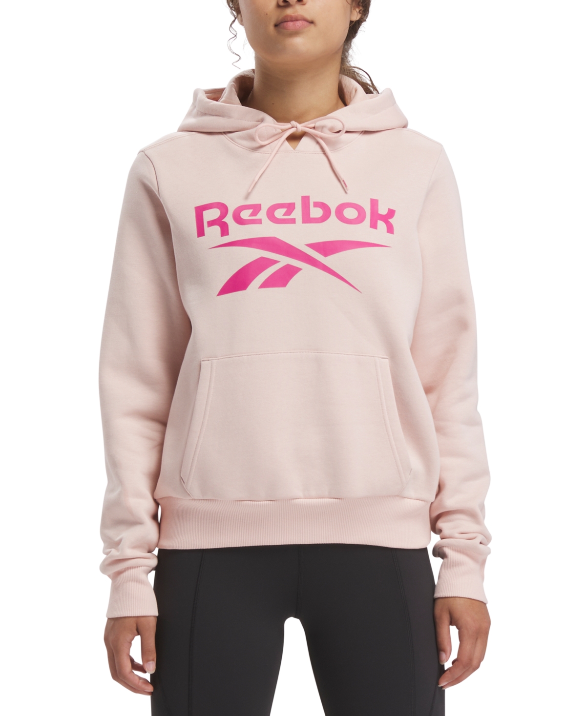 Shop Reebok Women's Fleece Big Logo Hoodie In Possibly Pink
