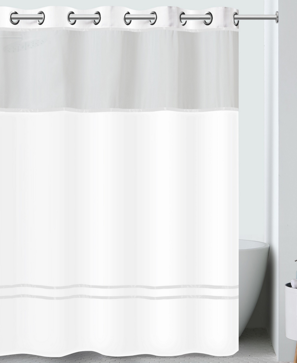Shop Hookless Escape Shower Curtain With Liner, 71" X 74" In White