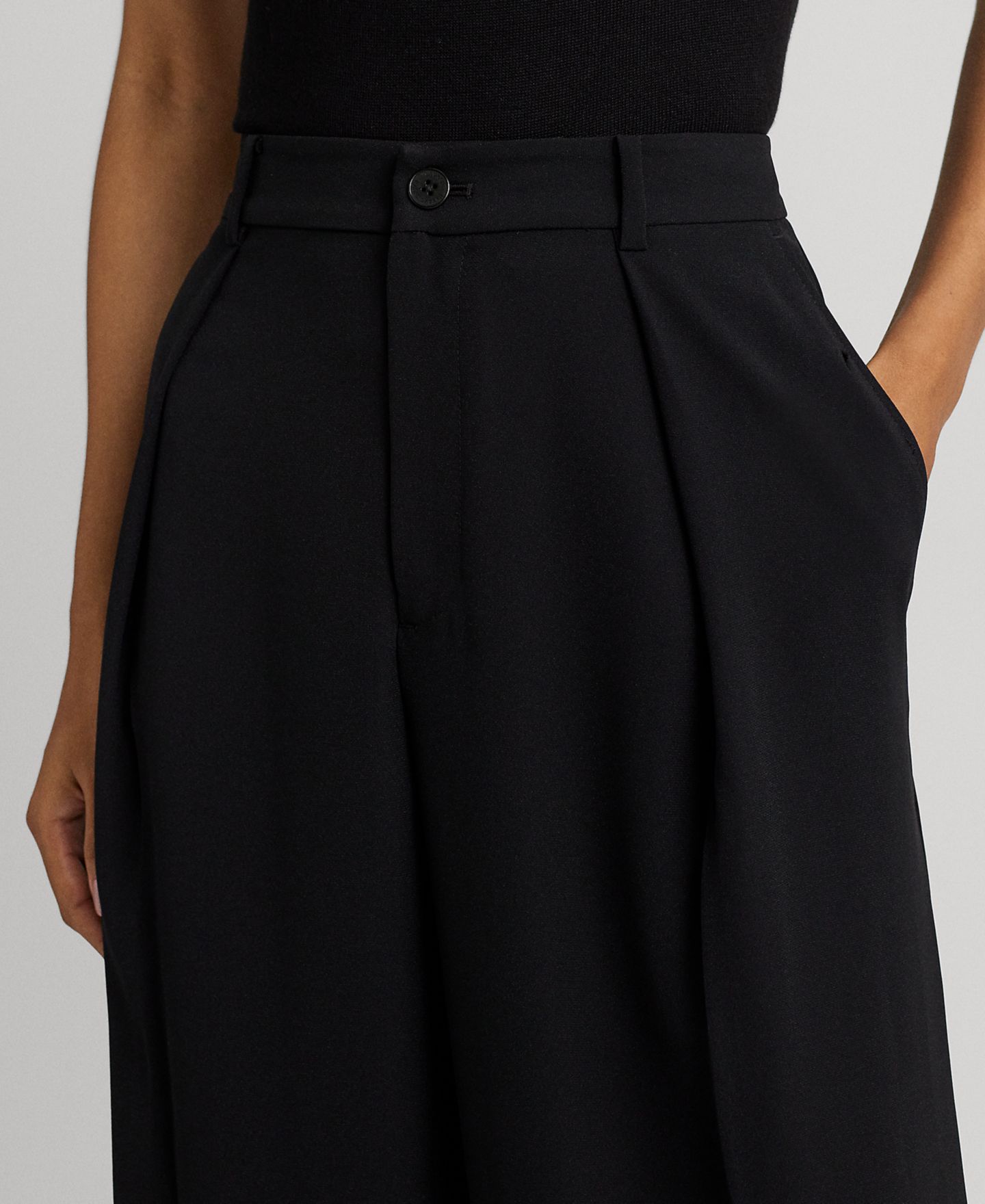 Женские брюки Lauren Ralph Lauren Double-Faced Georgette Wide-Leg, цвет: Чёрный — фото 7