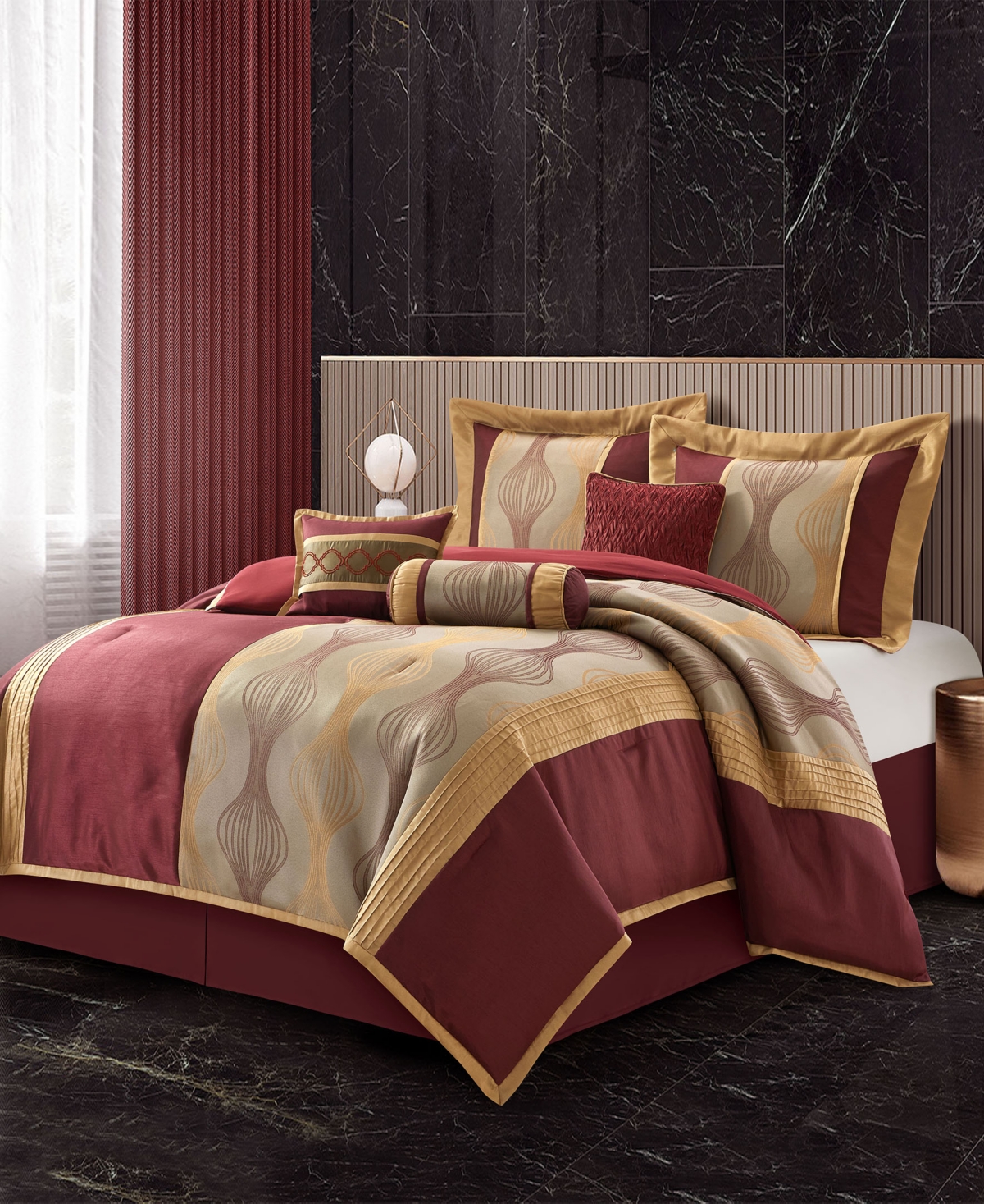 Stratford Park Kath 7-piece Comforter Set, California King In Wine