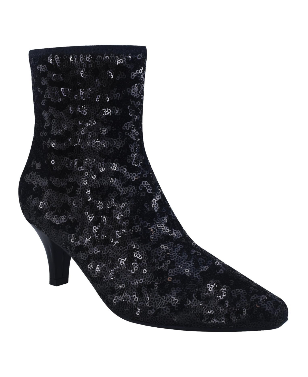 Women's Naja Sequin Stretch Dress Booties - Silver- Fabric, Synthetic Polyurethane
