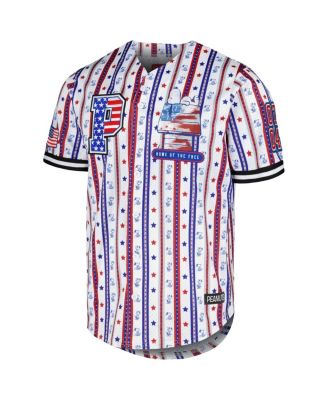 Men's White Peanuts Home of the Free Baseball Jersey