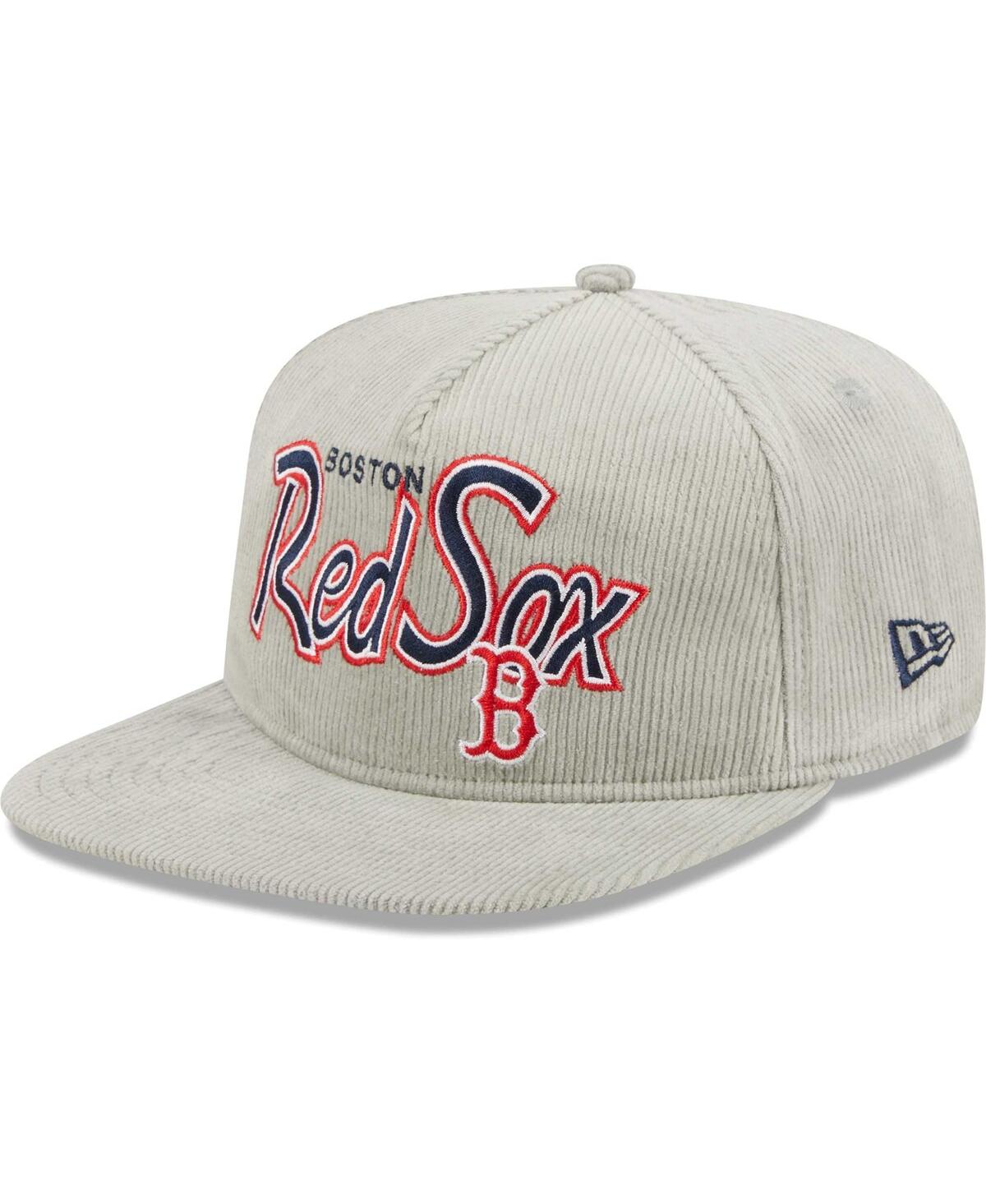 Shop New Era Men's  Gray Boston Red Sox Corduroy Golfer Adjustable Hat