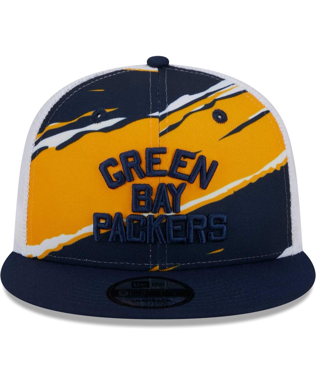 Shop New Era Men's  Navy Green Bay Packers Historic Tear Trucker 9fifty Snapback Hat