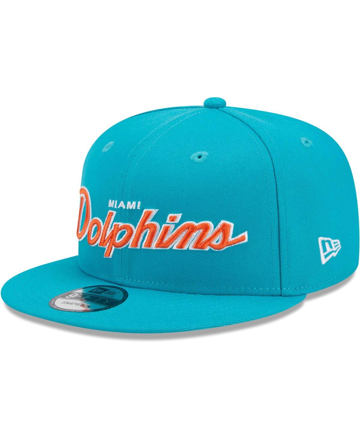 New Era Men's  Aqua Miami Dolphins Main Script 9fifty Snapback Hat In Aqua