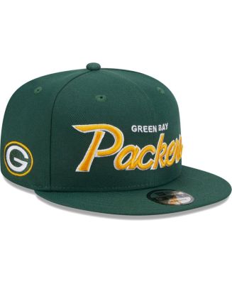 Men's New Era Green Green Bay Packers Main Script 9FIFTY Snapback Hat ...