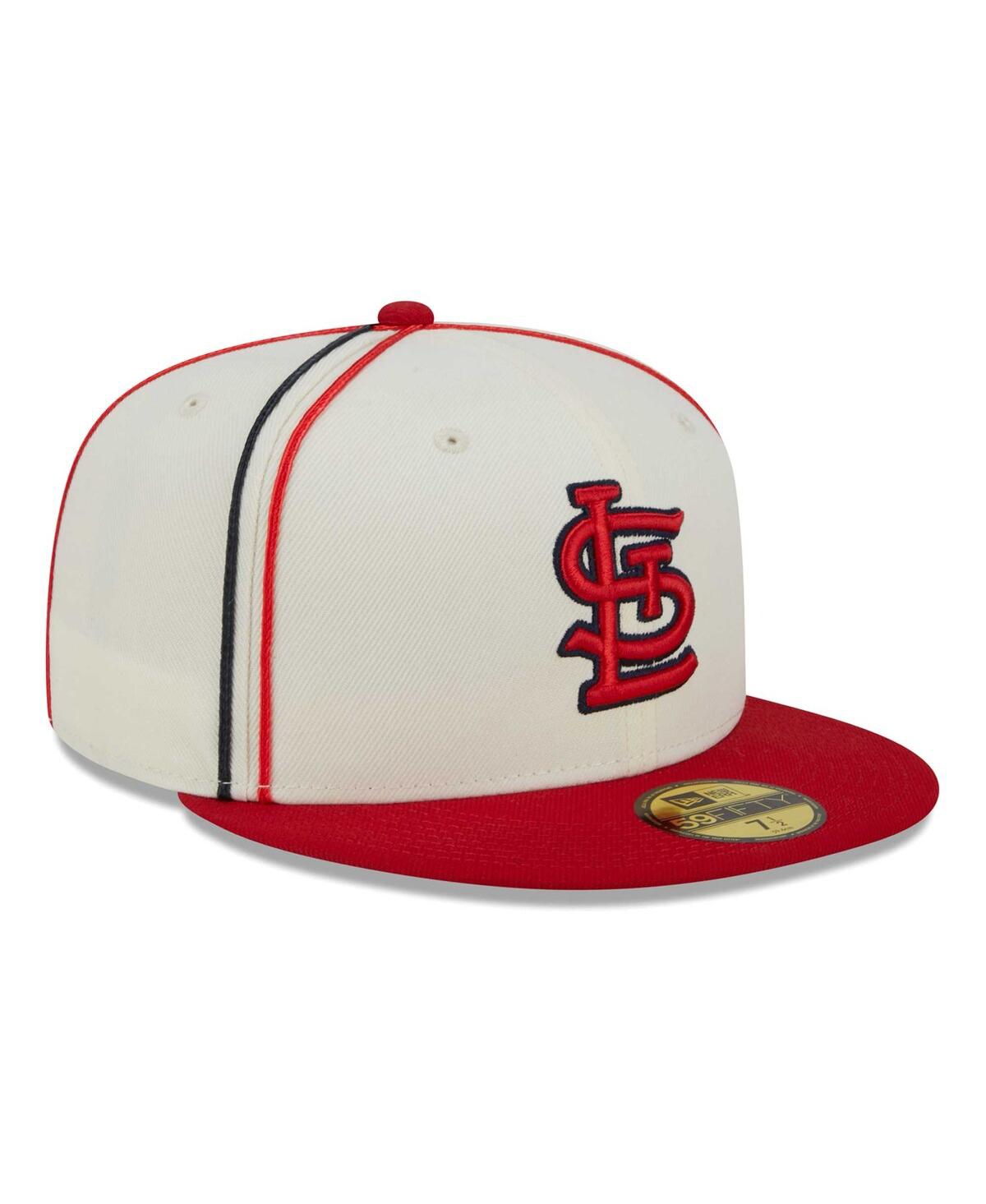 New Era Men's Cream, Red St. Louis Cardinals Chrome Sutash 59FIFTY Fitted Hat - Cream, Red