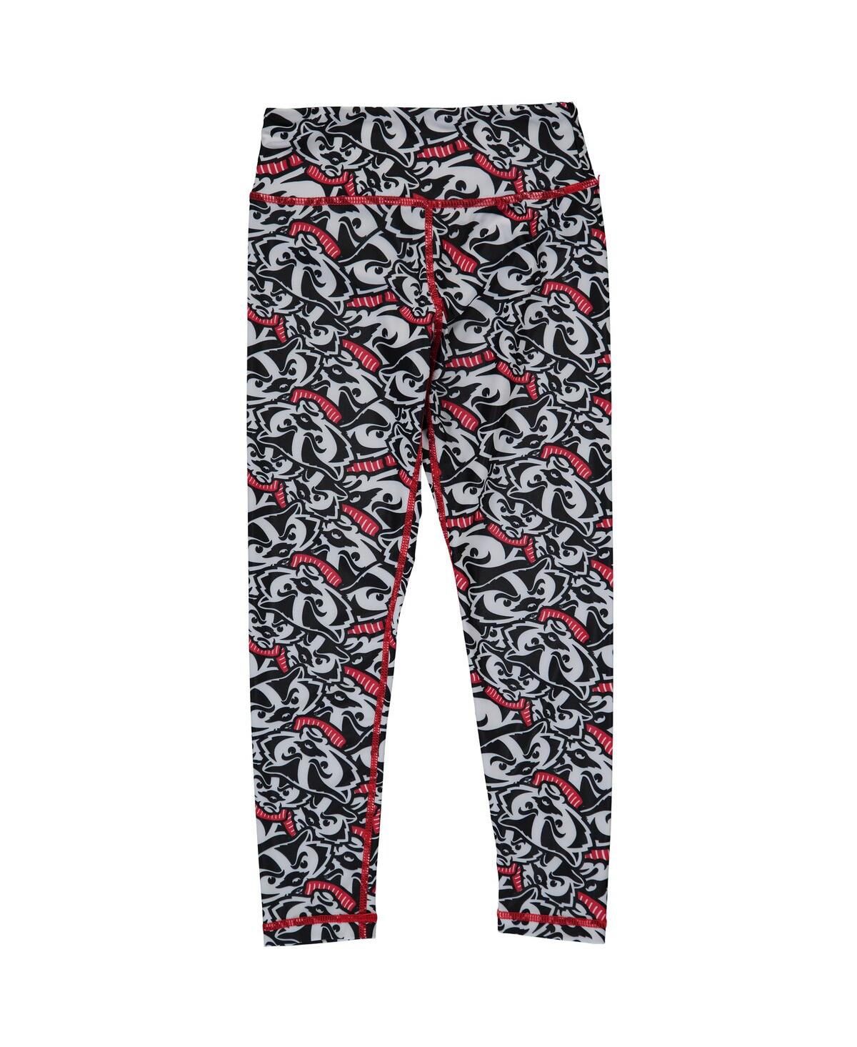 Shop Zoozatz Big Girls Youth  Red, White Wisconsin Badgers Stacked Mascot Leggings In Red,white