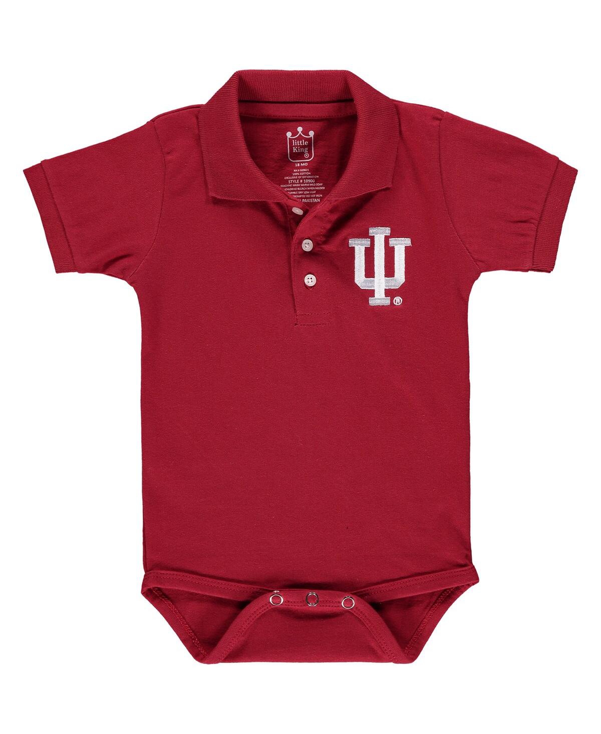 Little King Apparel Infant Boys And Girls Crimson Indiana Hoosiers Polo Shirt Bodysuit In Crimson