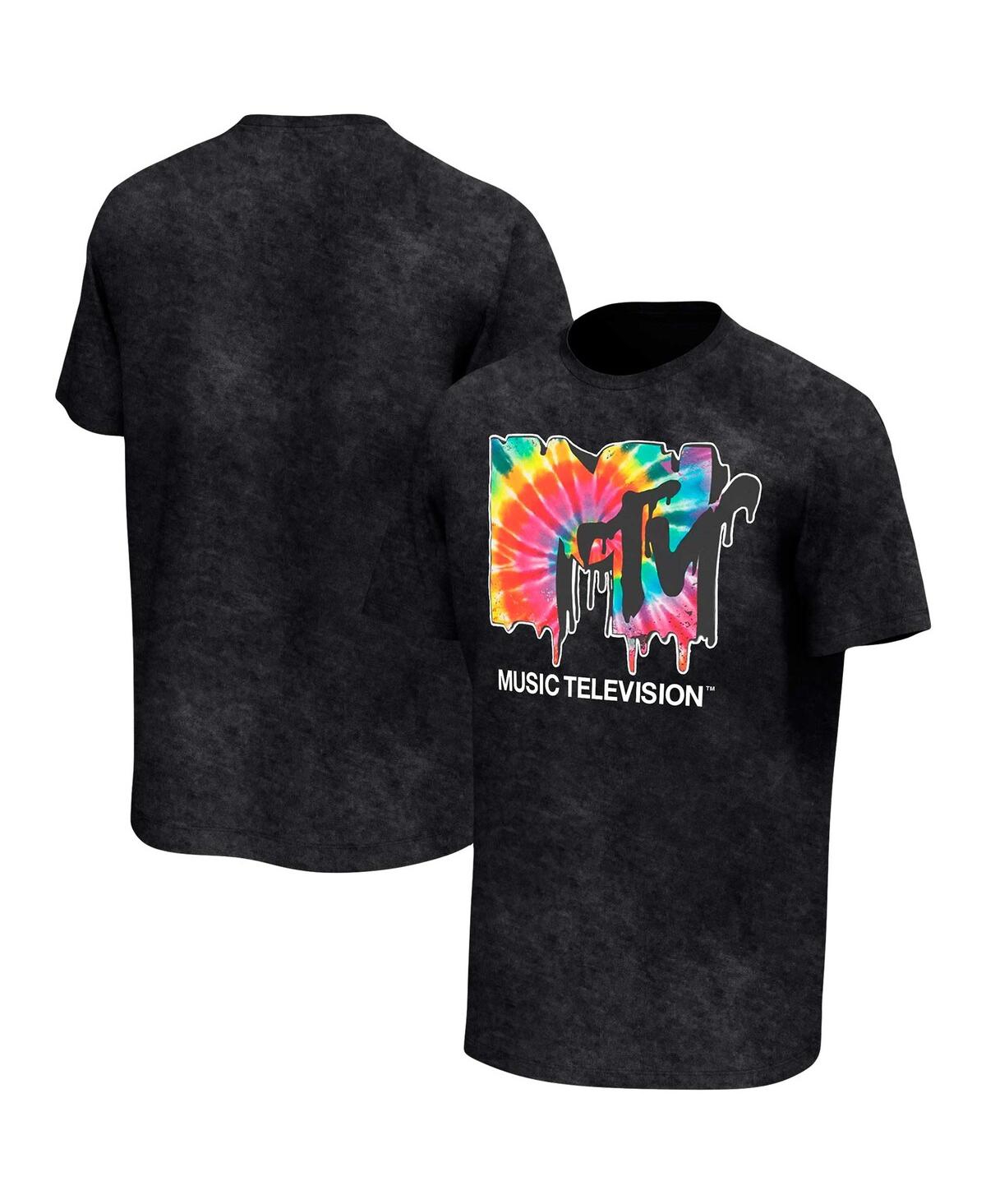 Men's Black Mtv Washed Color Logo T-shirt - Black