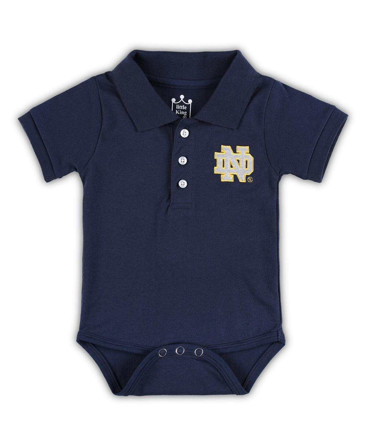 Little King Apparel Newborn And Infant Boys And Girls Navy Notre Dame Fighting Irish Lit Polo Bodysuit In Navy