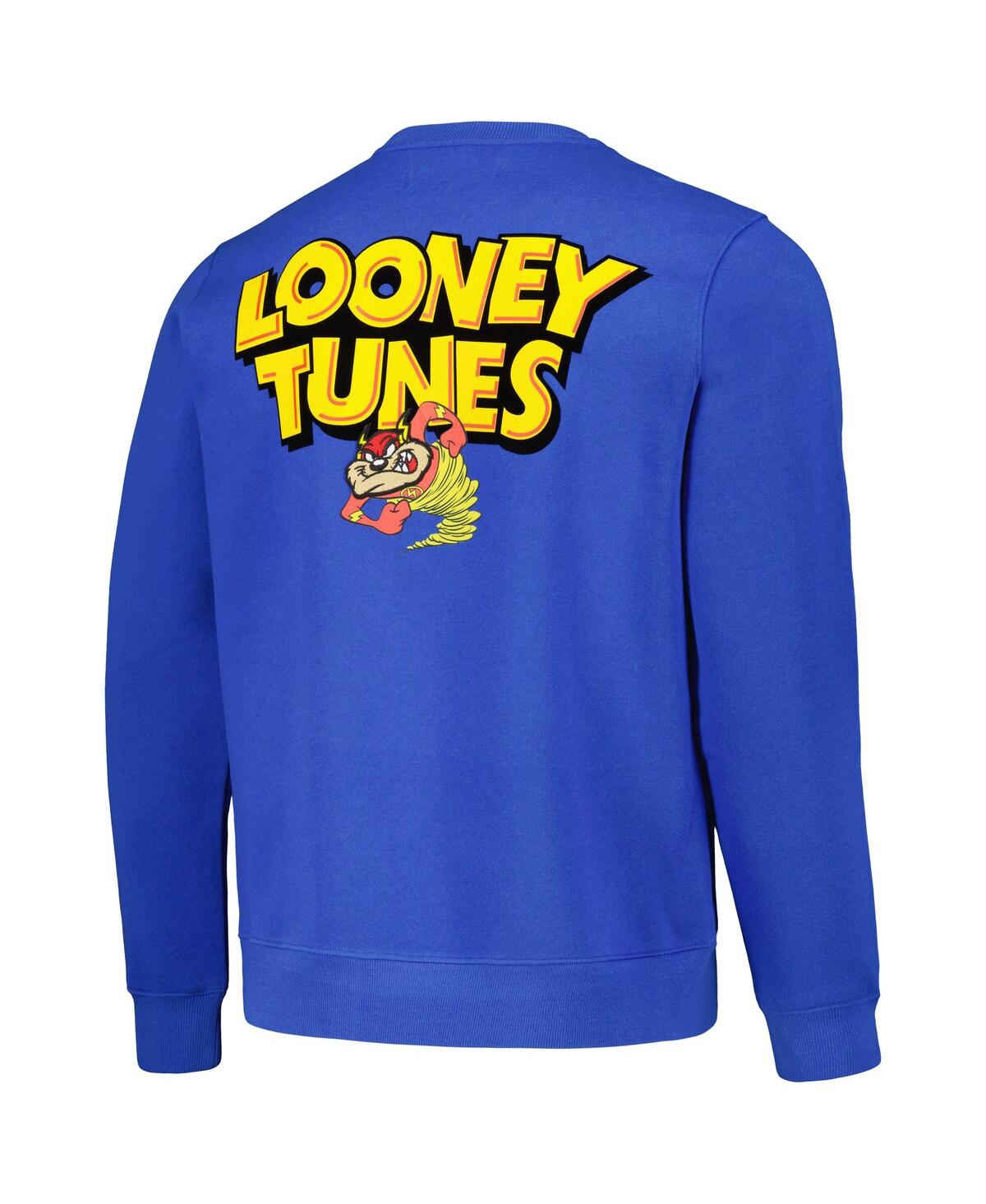 Shop Freeze Max Men's  Blue Looney Tunes Taz Be A Hero 100th Anniversary Pullover Sweatshirt