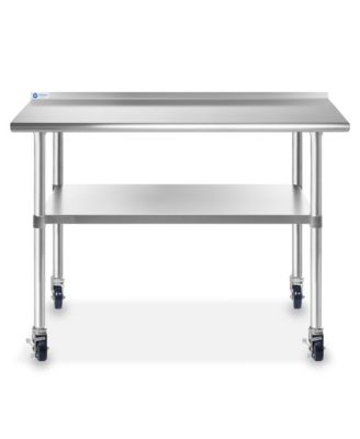 48" x 24" Stainless Steel Work Table with Backsplash and Casters