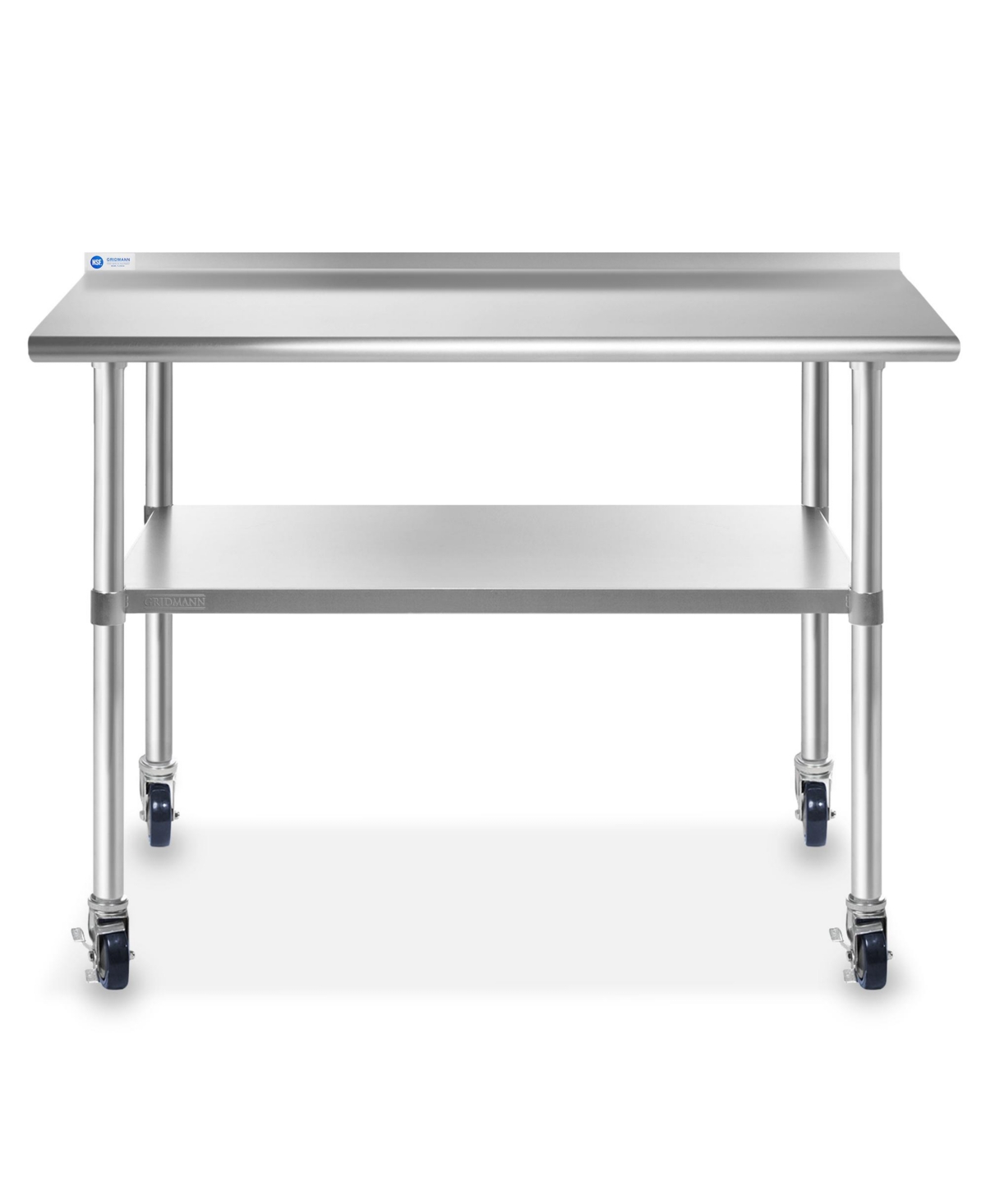 Gridmann x 24 Inch Stainless Steel Table w/ Backsplash & 4 Casters