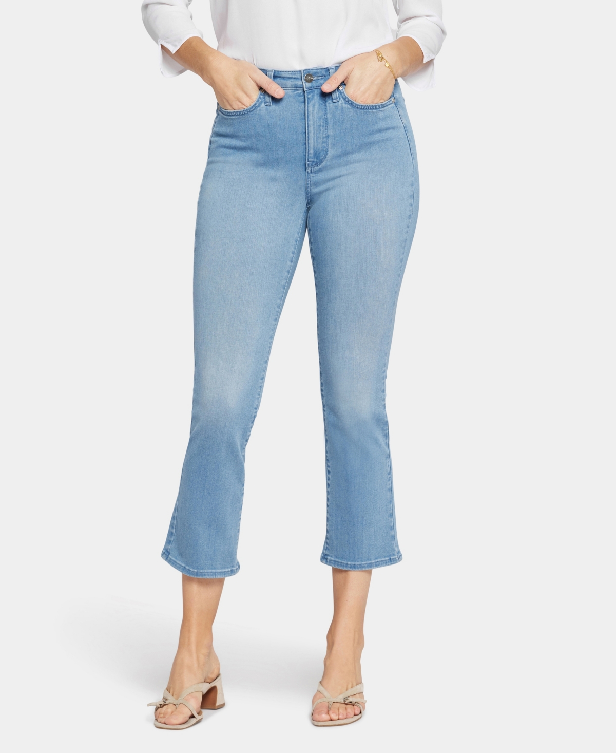 Shop Nydj Women's High Rise Slim Cropped Flared Stretch Denim Jeans In Lustre