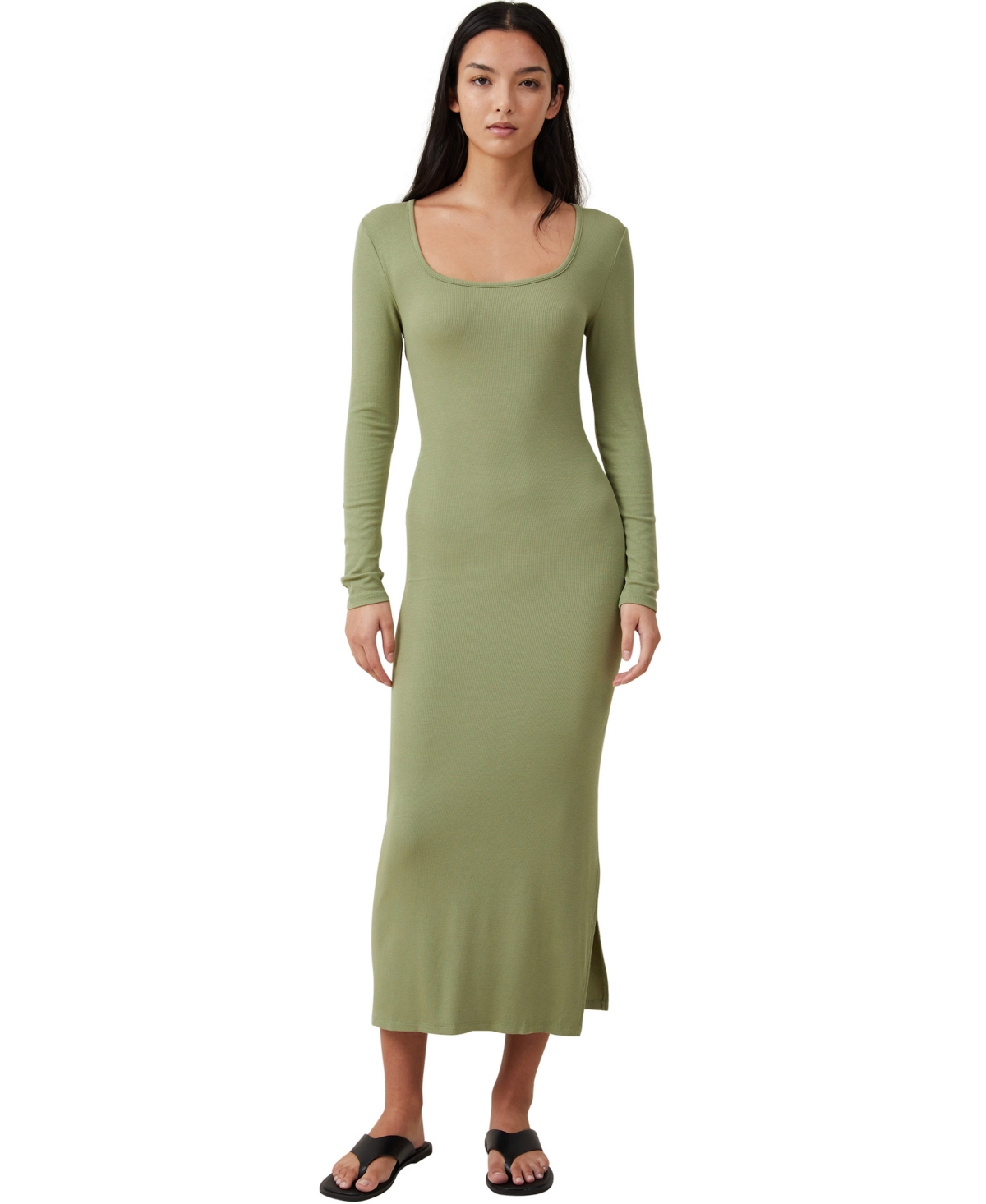 Cotton On Women's Staple Long Sleeve Maxi Dress In Cool Khaki