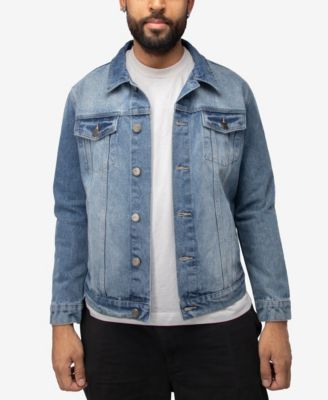 XRAY Men's Rhine Stone Graphic Back Denim Trucker Jacket