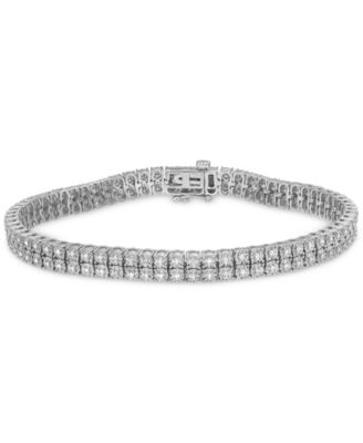 Unisex Diamond Double Row Tennis Bracelets 1 Ct. T.W. In Sterling Silver