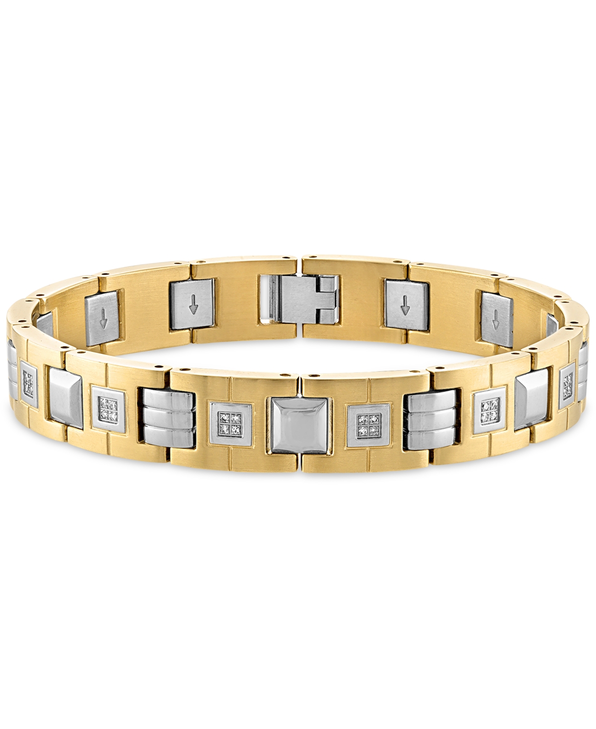 Macy's Men's Diamond Watch Link Bracelet (1/2 Ct. T.w.) In Stainless Steel And Gold-tone Ion-plate