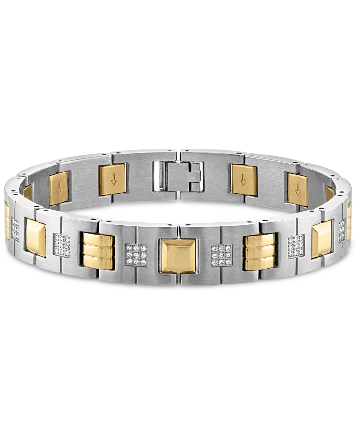 Macy's Men's Diamond Watch Link Bracelet (1/2 Ct. T.w.) In Stainless Steel And Gold-tone Ion-plate