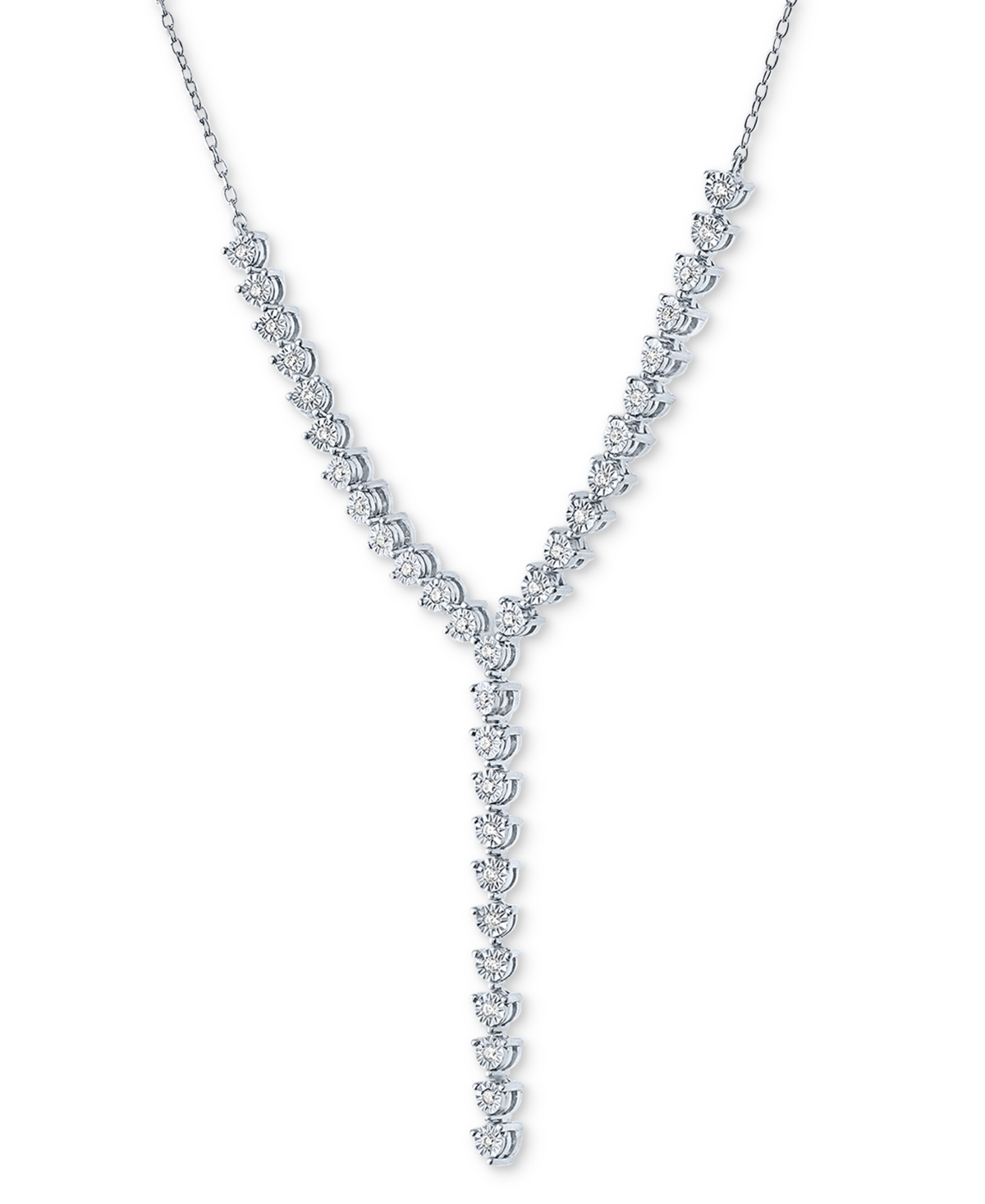 MACY'S DIAMOND ADJUSTABLE 18" LARIAT NECKLACE (1/4 CT. T.W.) IN STERLING SILVER 