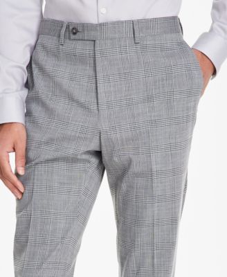 Men's Modern-Fit Black & White Plaid Suit Separate Pants