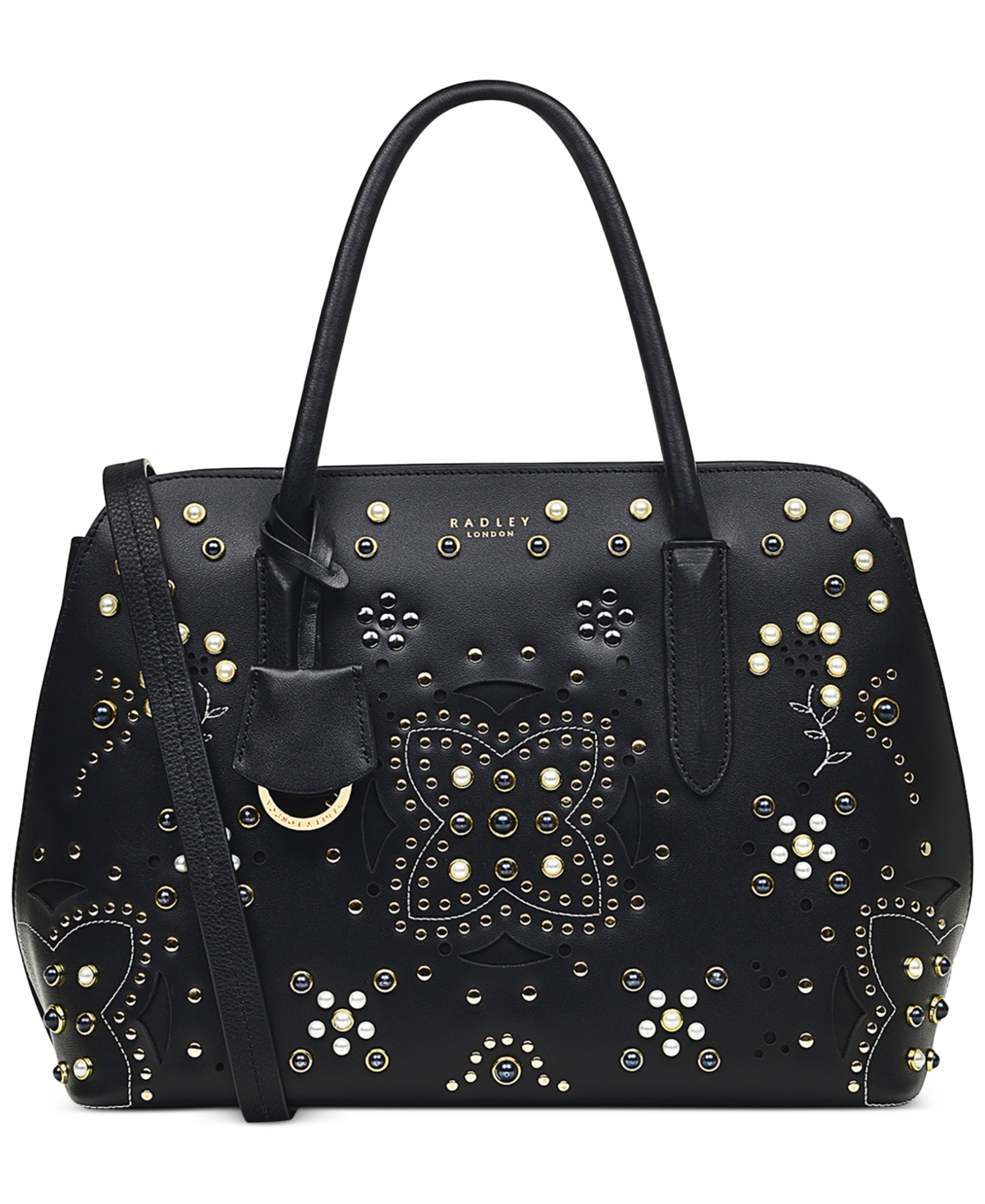 Radley London Beaded Embroidery Small Leather Satchel In Black