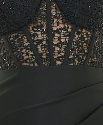 Juniors' Strappy Sequinned-Lace Maxi Dress