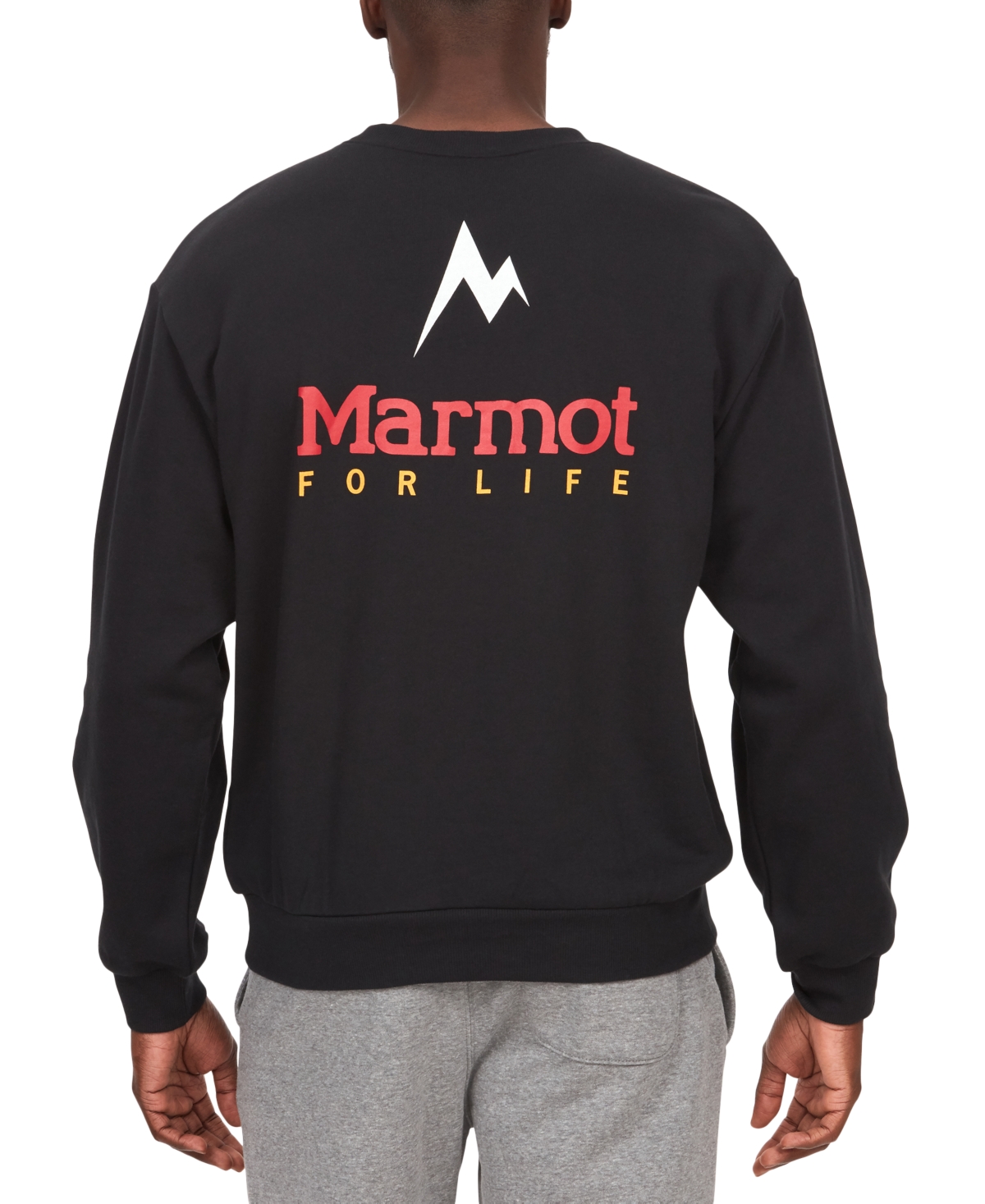 Shop Marmot Men's  For Life Logo-print Crewneck Sweatshirt In Black