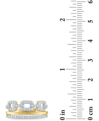 Macy's Diamond Double Row Chain Link Statement Ring (3/8 ct. t.w.) in 14k Gold-Plated Sterling Silver