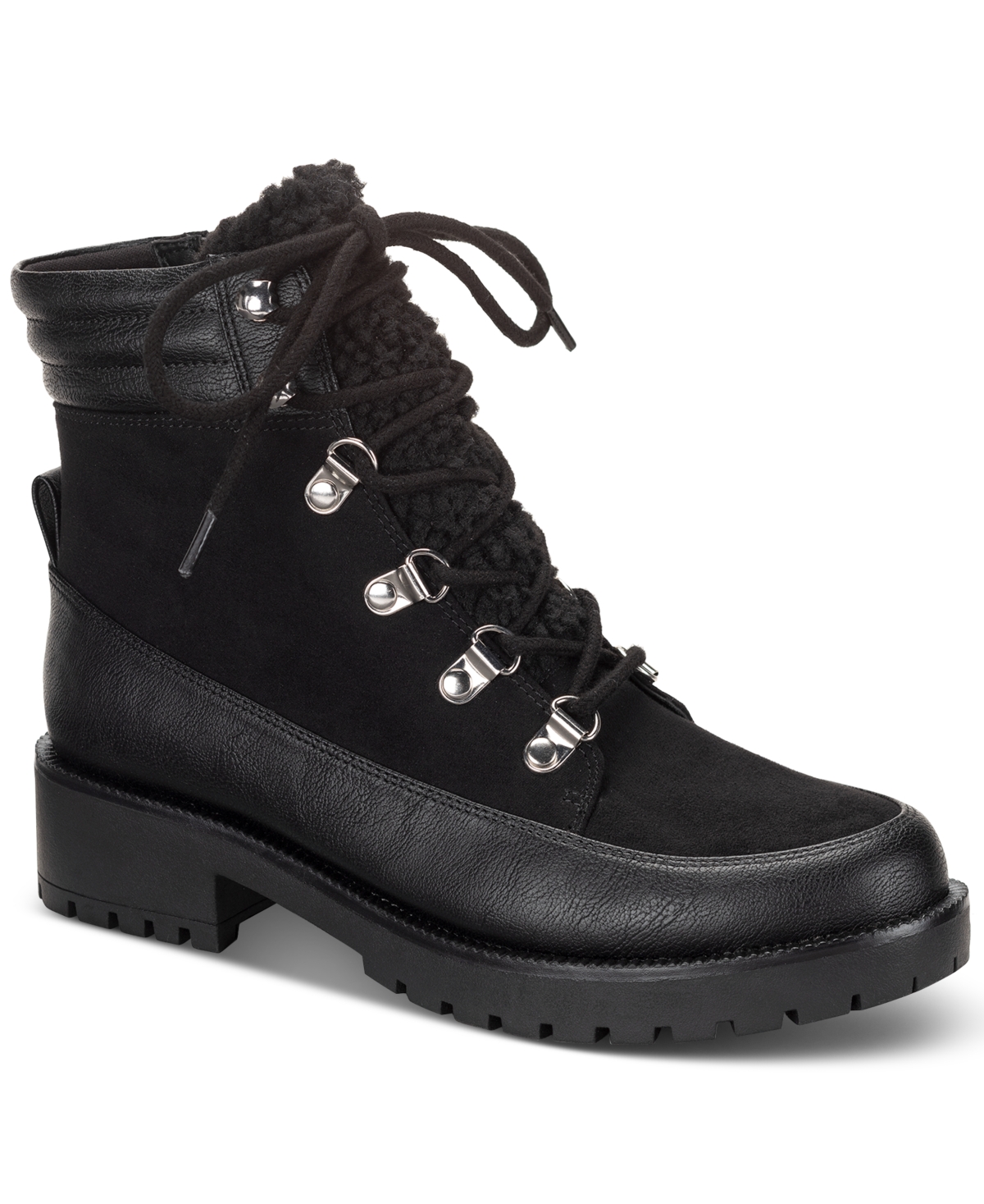 Style & Co Women's Fantasiaa Lace-up Winter Boots, Created For Macy's In Black