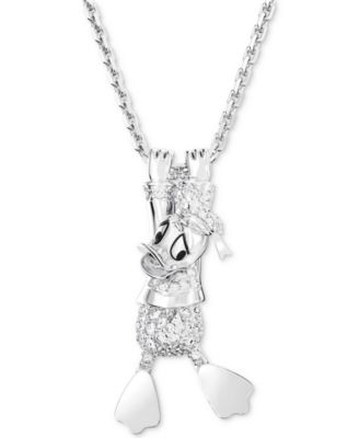 Swarovski - Silver-Tone Disney Donald Duck Crystal Layered Pendant Necklace