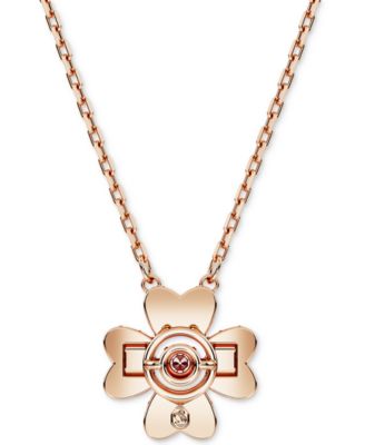 Rose Gold-Tone Idyllia Crystal Clover Pendant Necklace, 15" + 2-3/4" extender