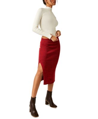 Free People - Women's Pull-On Knit Midi Skirt