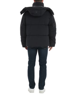 Men's 4-Way Stretch Quilted Puffer Jacket with Detachable Hood