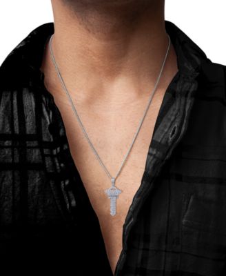 Men's Diamond Pav&eacute; Key 22" Pendant Necklace (1/4 ct. t.w.) in Sterling Silver