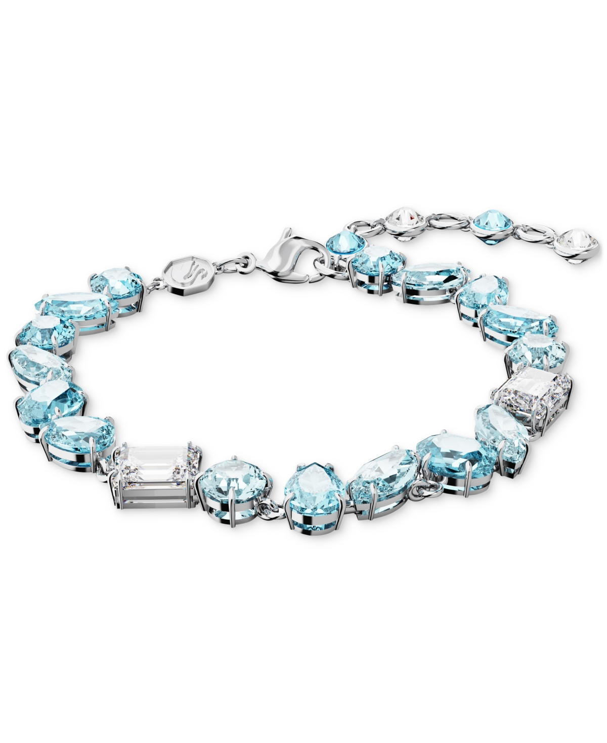 Shop Swarovski Silver-tone Gema Blue Mixed Cut Bracelet