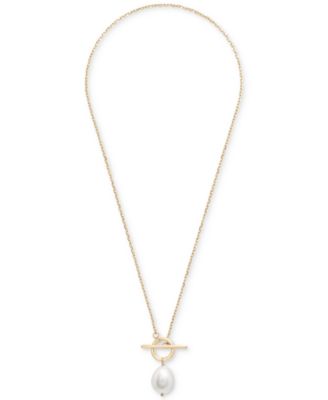 Cultured Freshwater Pearl (14 x 12mm) 16" Toggle Necklace in 14k Gold-Plated Sterling Silver