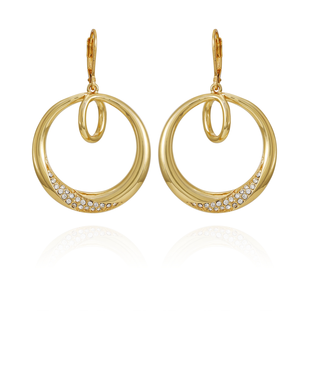 Vince Camuto Gold-tone Glass Stone Bold Hoop Drop Earrings