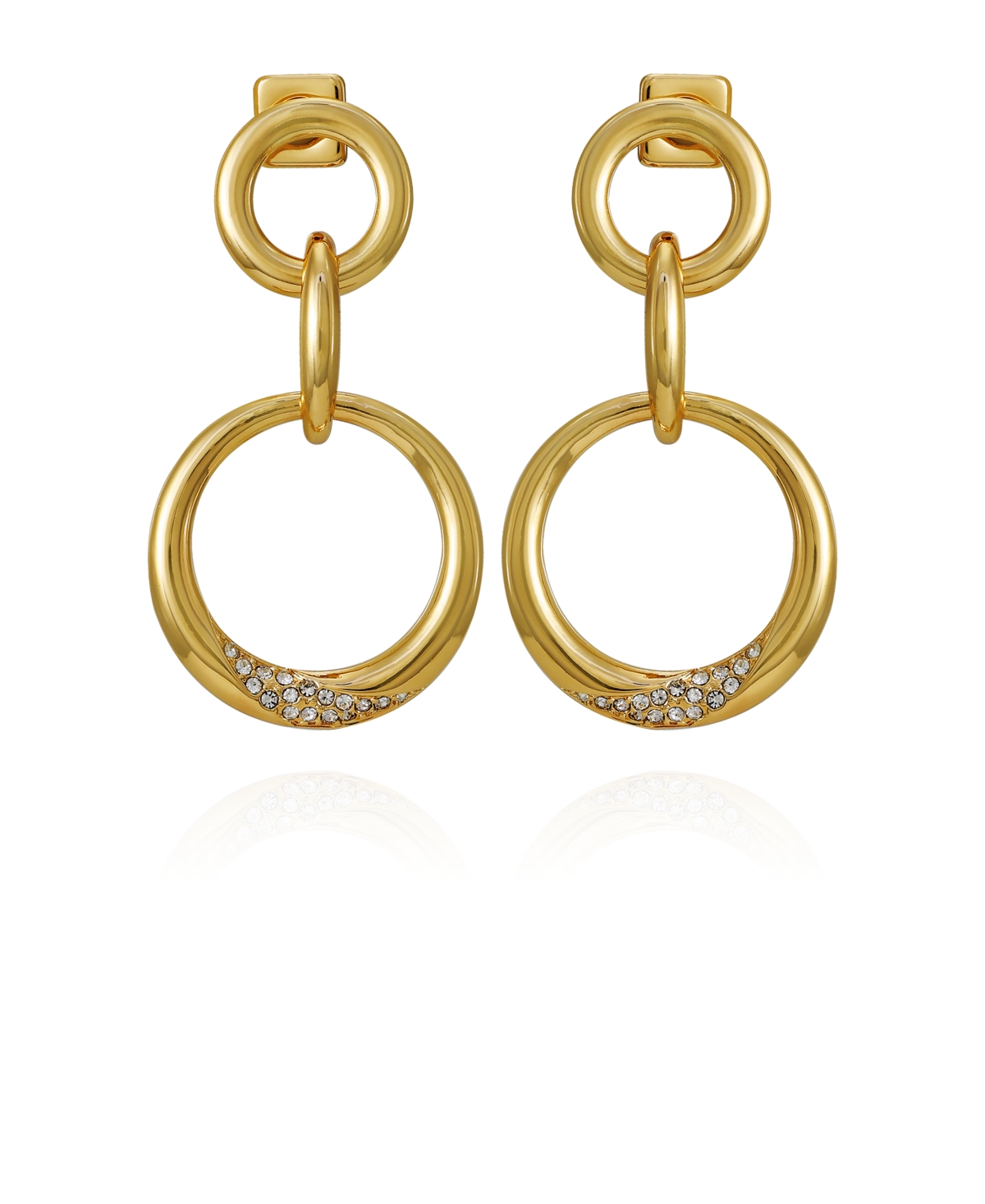 Vince Camuto Gold-tone Glass Stone Bold Link Hoop Drop Earrings