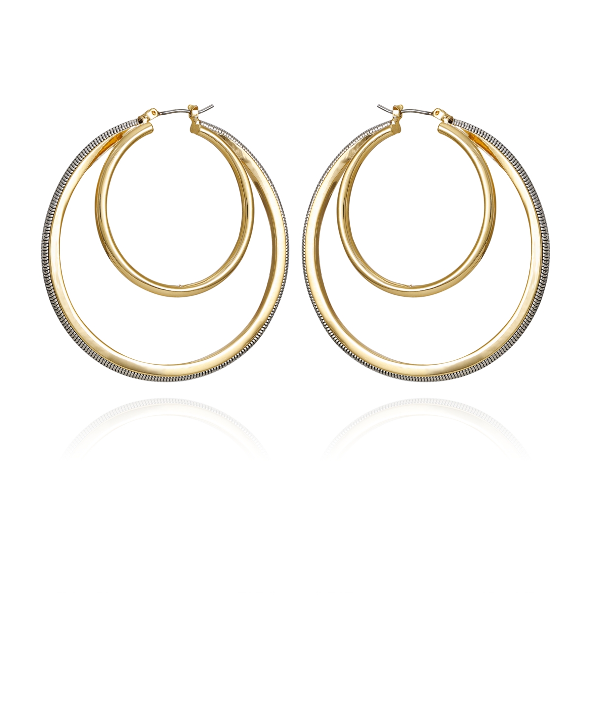 Vince Camuto Two-tone Double Hoop Earrings In Gold,silver