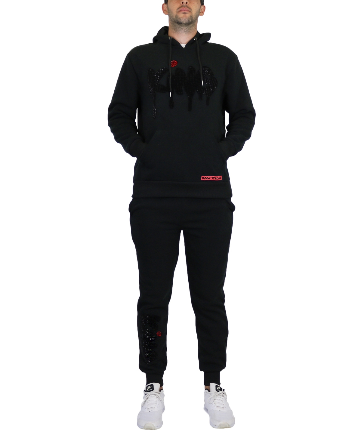 Galaxy By Harvic Men's Fleece-lined Pullover Hoodie And Jogger Sweatpants, 2 Piece Set In Black