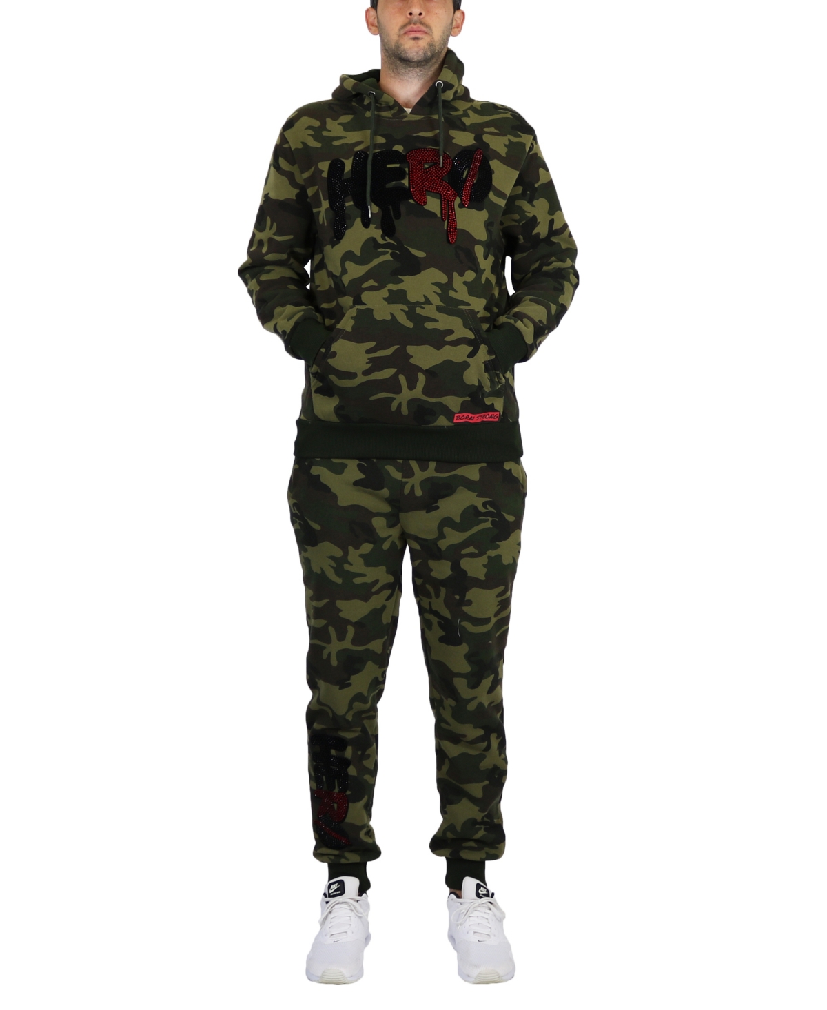 Galaxy By Harvic Men's Fleece-lined Pullover Hoodie And Jogger Sweatpants, 2 Piece Set In Camo