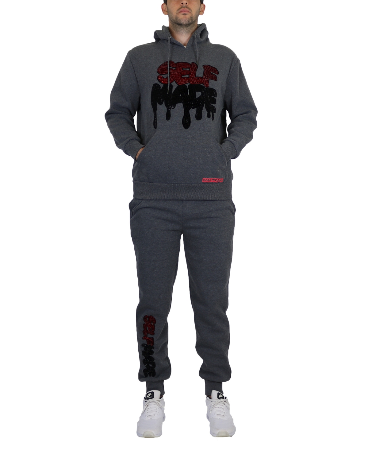 Galaxy By Harvic Men's Fleece-lined Pullover Hoodie And Jogger Sweatpants, 2 Piece Set In Charcoal