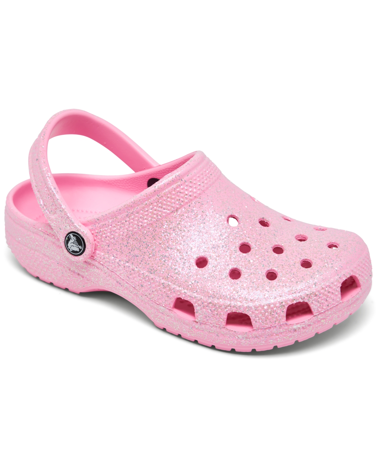Crocs Big Girls Classic Glitter Clogs From Finish Line In Flamingo