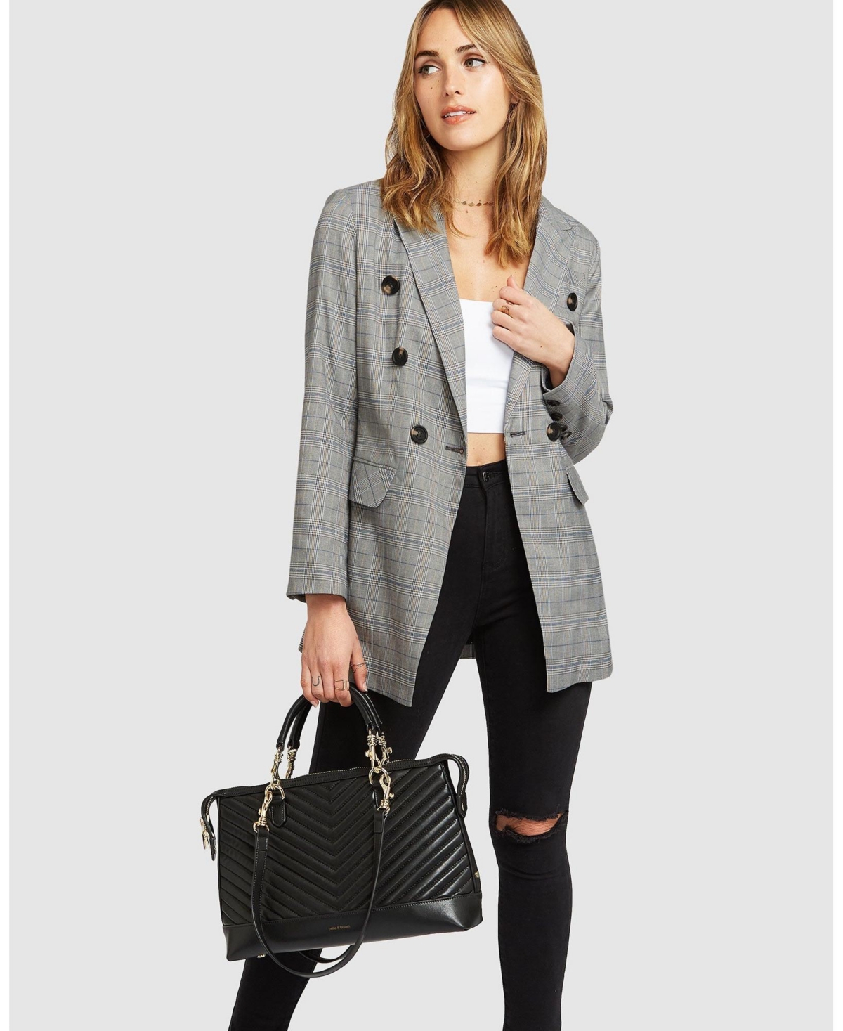 Belle & Bloom Too Cool For Work Plaid Blazer